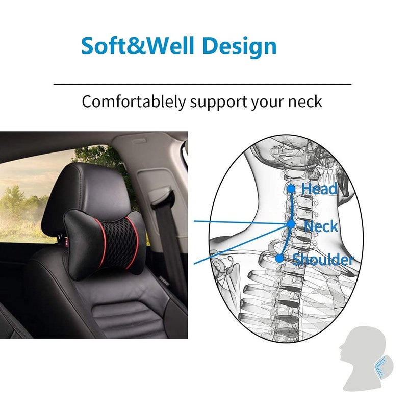 VVHOOY Car Neck Pillow 2 PCS,Universal Soft Breathable Leather Car Neck Pillow Comfortable Head Neck Rest Support Cervical Pillow for Travel Car Seat Driving & Home - Image 5